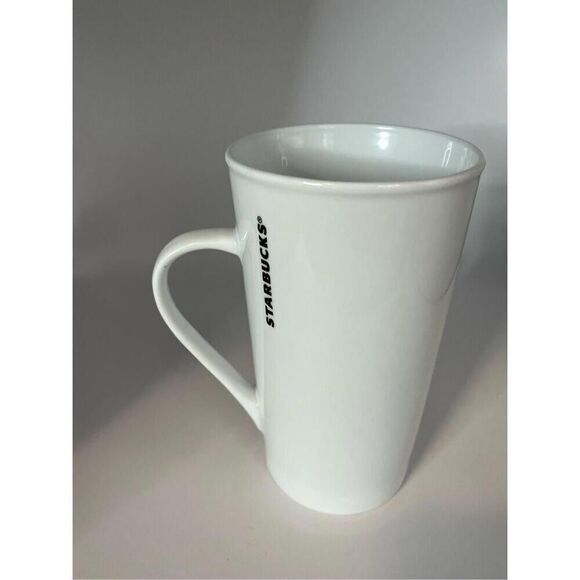 STARBUCKS 16oz Mermaid Siren Logo Tall Ceramic Coffee Mug White & Green 2014 - Picture 5 of 7